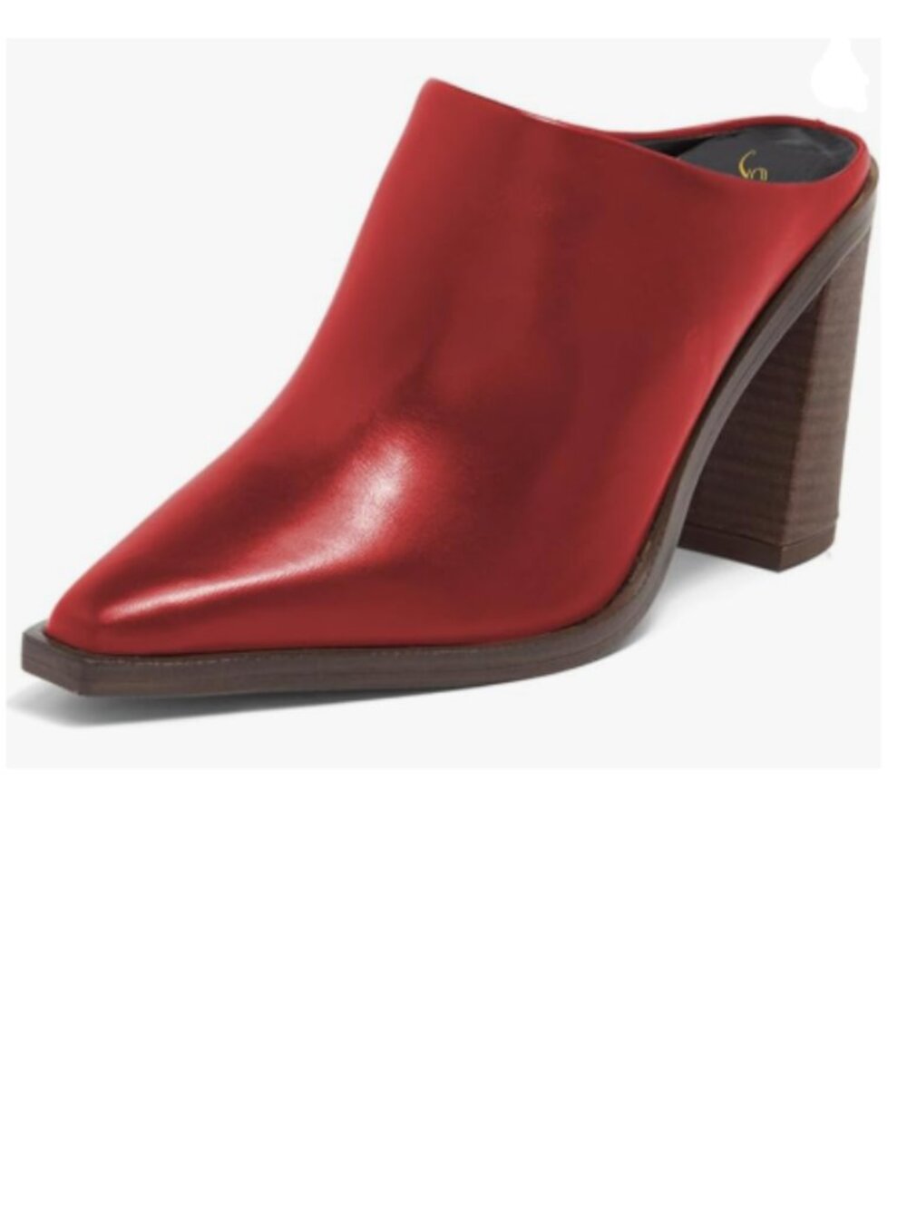 FOWT Red Pointed Toe Slip On Mules Stacked Block High Heel Sandal Proms Shoes